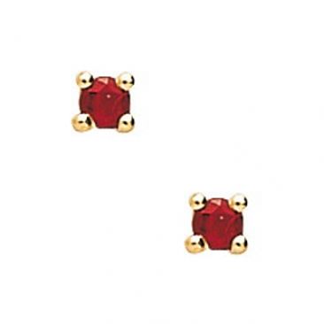 Boucles d'oreilles boutons or & rubis - 1805R