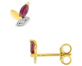 Boucles d'oreilles boutons or rubis & oxydes - 297143.R3