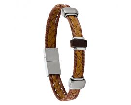 Bracelet acier cuir & bois Jourdan - JH150046B