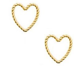Boucles d'oreilles boutons coeurs plaqué or Stepec - IJPPUOPP