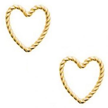 Boucles d'oreilles boutons coeurs plaqué or Stepec - IJPPUOPP