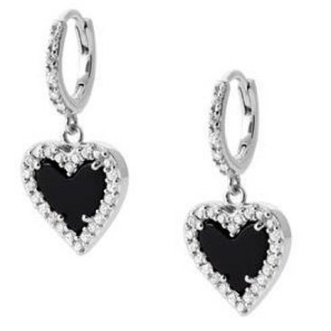 Boucles d'oreilles coeurs créoles argent oxydes Stepec - BXOOTPS