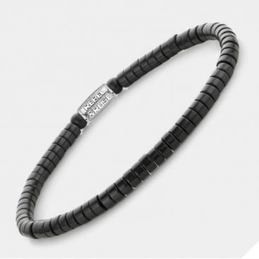 Bracelet perles Rebel & Rose Slice the Black Stone 4 mm - RR-40073-S