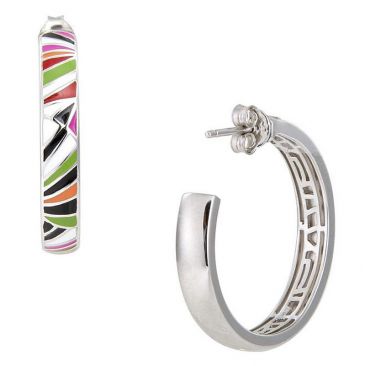 Boucles d'oreilles créoles argent oxydes Una Storia - CR14009