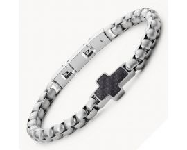 Bracelet acier et carbone Fossil - JF03854040