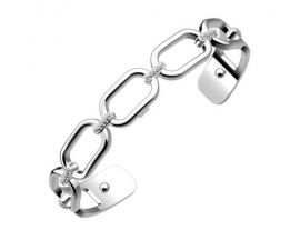 Bracelet manchette Les Georgettes - Chaine Précieuses finition argent 8 mm
