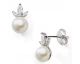 Boucles d'oreilles boutons argent perle d'eau douce et oxydes Stepec - cIEJI
