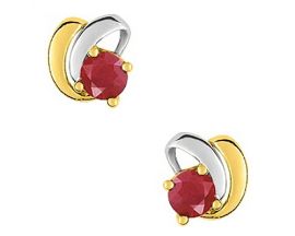 Boucles d'oreilles boutons or & rubis - GJ213BR