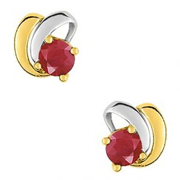 Boucles d'oreilles boutons or & rubis - GJ213BR