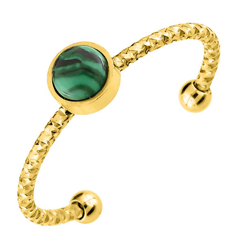Bague acier doré malachite 437148 437148