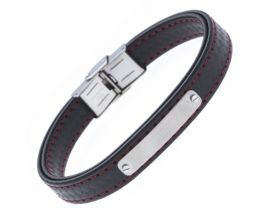 Bracelet acier & cuir Stepec - HC 313