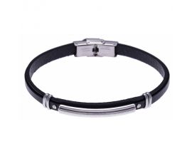 Bracelet acier & cuir Stepec - HC 350