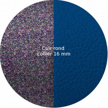 Cuir collier Les Georgettes - Etincelles/ Bleu pop 16 mm