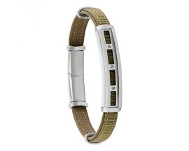 Bracelet acier, tissu & cuir Jourdan - JH150047B