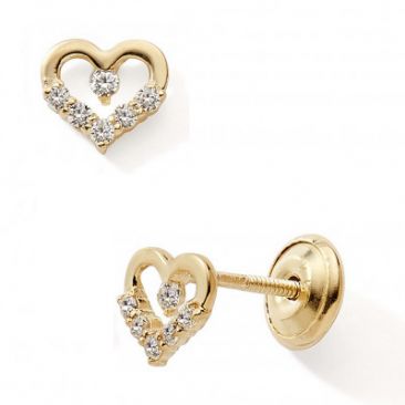 Boucles d'oreilles boutons coeur or oxydes Stepec - nBPXTSv