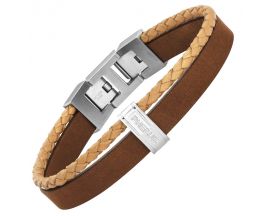 Bracelet cuir & acier Phébus - 35-1110