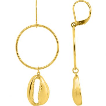 Boucles d'oreilles pendants acier doré - 435503