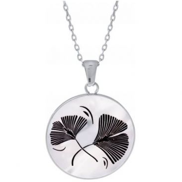 Collier acier feuille de ginkgo nacre Stepec - IP 408