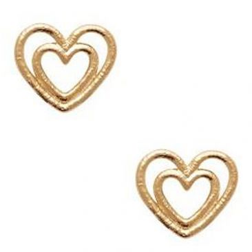 Boucles d'oreilles boutons coeurs plaqué or Stepec - IJPPUSPP