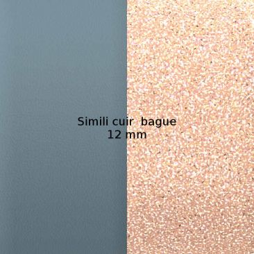 Simili cuir bague 12 mm Les Georgettes - Bleu pastel/Rose pailleté