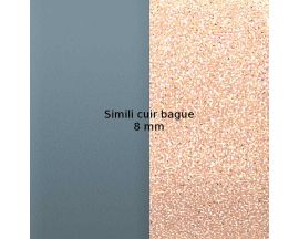 Simili cuir bague 8 mm Les Georgettes - Bleu pastel/Rose pailleté