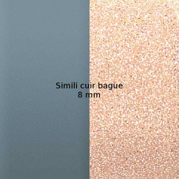Simili cuir bague 8 mm Les Georgettes - Bleu pastel/Rose pailleté