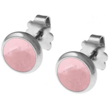Boucles d'oreilles boutons acier amazonite Stepec - IH 512