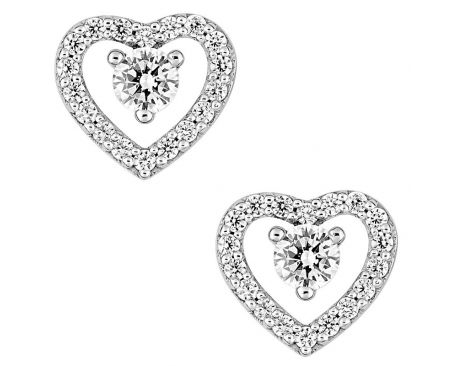 Boucles D'oreilles Cœur Décentrées Avec Perles Et Oxydes - Style Fantaisie - Occasion