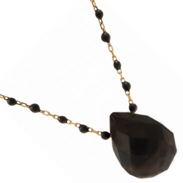 Collier acier doré obsidienne Stepec - IP 457