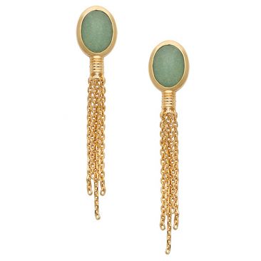 Boucles d'oreilles pendants plaqué or aventurines Stepec - IUEIXUP