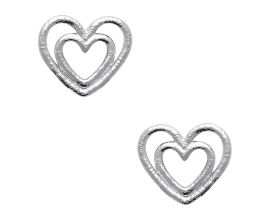 Boucles d'oreilles boutons coeur argent - SJPPUSPP