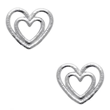 Boucles d'oreilles boutons coeur argent - SJPPUSPP