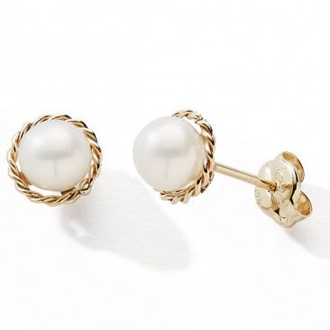 Boucles d'oreilles boutons or perles Stepec - nBBTJT
