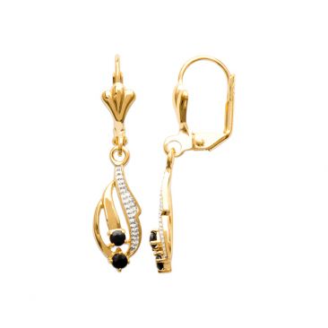 Boucles d'oreilles dormeuses plaqué or et oxydes Stepec - IJUJPBOJ