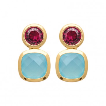 Boucles d'oreilles pendants plaqué or agates Stepec - IUTUPPU