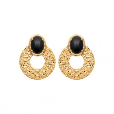 Boucles d'oreilles plaqué or agates boutons Stepec - IUXBXPS