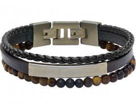Bracelet acier & cuir Rochet - HB6609