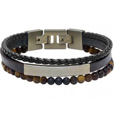 Bracelet acier & cuir Rochet - HB6609