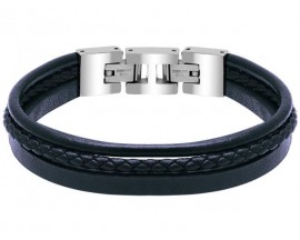 Bracelet acier & cuir Rochet - HB7606