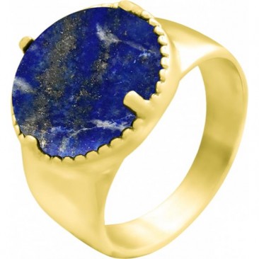 Bague acier doré lapis lazuli Stepec - IR 121