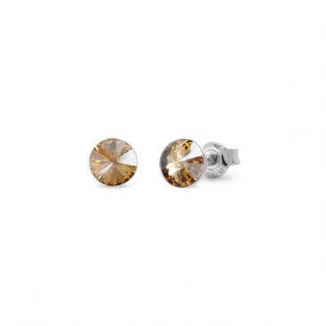 Boucles d'oreilles boutons argent et cristal Spark - A363C