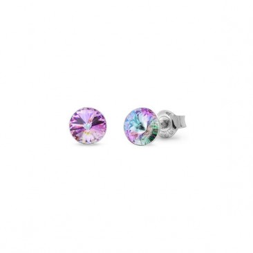 Boucles d'oreilles boutons argent et cristal Spark - A363V