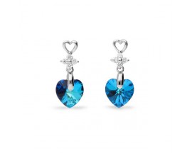 Boucles d'oreilles pendants coeur argent et cristal Spark - A431BB