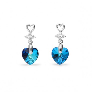 Boucles d'oreilles pendants coeur argent et cristal Spark - A431BB