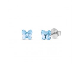 Boucles d'oreilles boutons argent papillons et cristal Spark - A682A