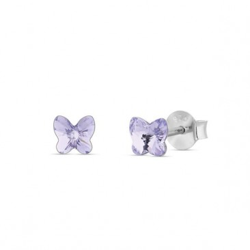 Boucles d'oreilles boutons argent et cristal papillons Spark - A682PL