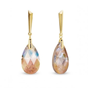 Boucles d'oreilles dormeuses argent doré et cristal Spark - G0148CS