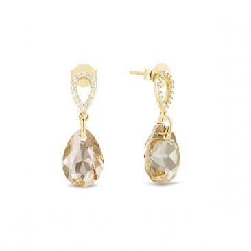 Boucles d'oreilles pendants argent doré et cristal Spark - G0270C