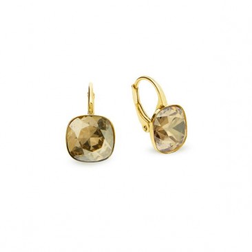 Boucles d'oreilles dormeuses argent doré et cristal Spark - G765C