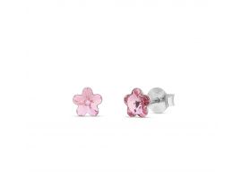 Boucles d'oreilles boutons argent et cristal fleurs Spark - A328PK